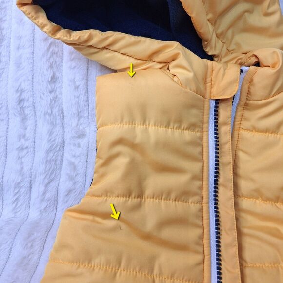 Little Me Tiger Hood Fleece Lined Yellow Puffer Vest - Size2T   Toddler Boy - Picture 5 of 8